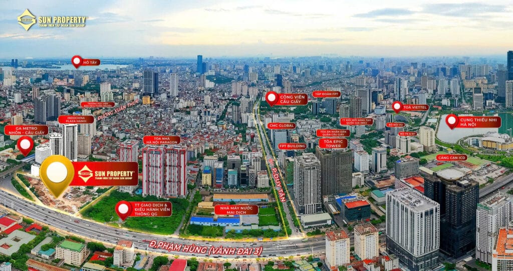 Vị trí Sun Cầu Giấy (Sun Feliza Suites) so với các khu vực lân cận