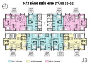 Mặt bằng tòa J3 Jade Square Cổ Nhuế tầng 25-26