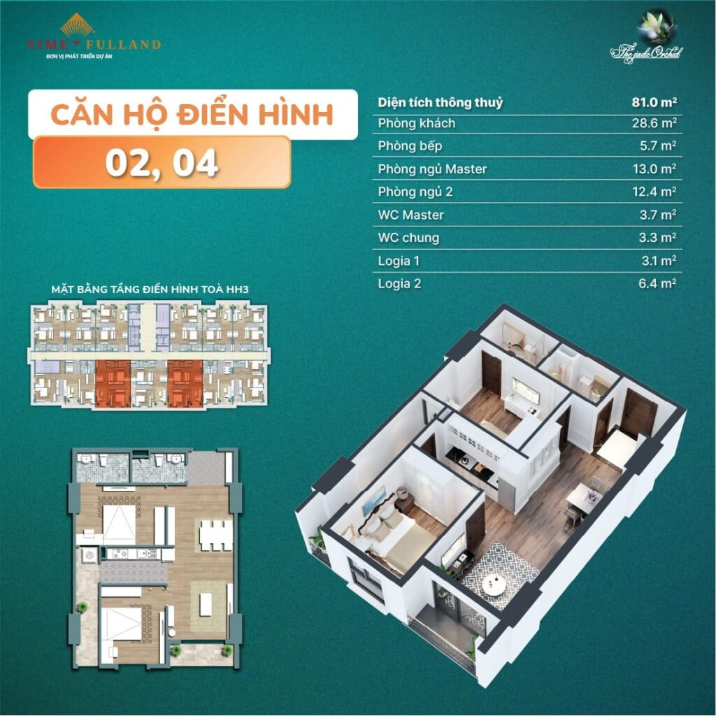 Thiết kế căn hộ điển hình 02 - 04