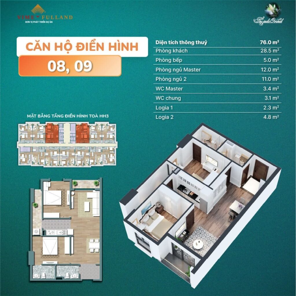 Thiết kế căn hộ điển hình 08 - 09