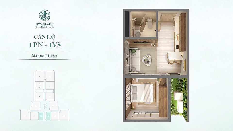 Thiết kế Căn hộ 1 phòng ngủ 