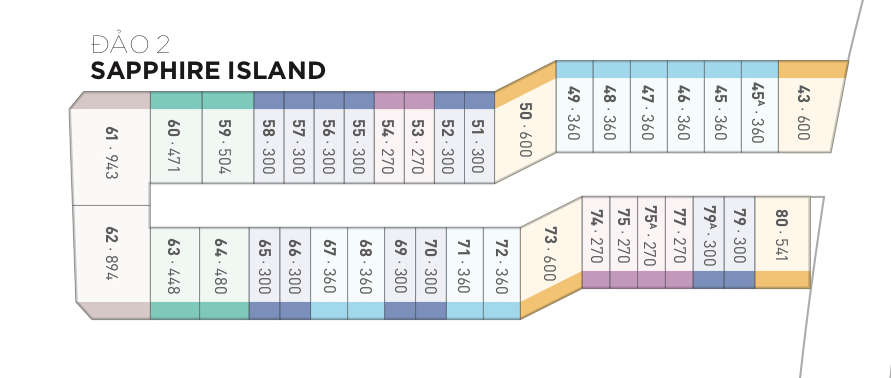 Mặt bằng đảo 2 sapphire isLand