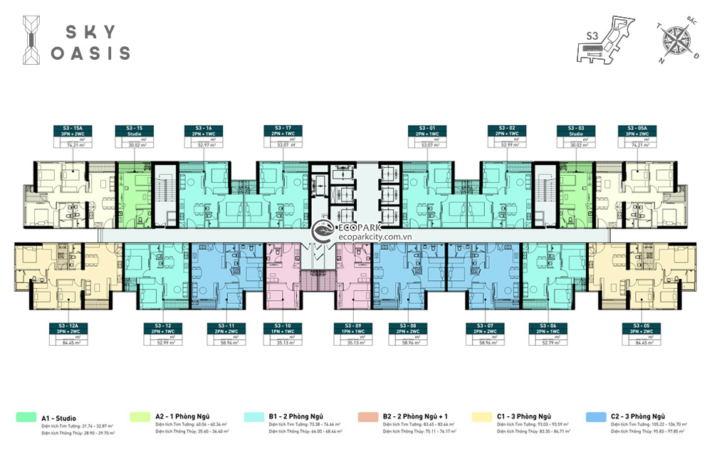 Mặt bằng chung cư Sky Oasis (Tháp S3)