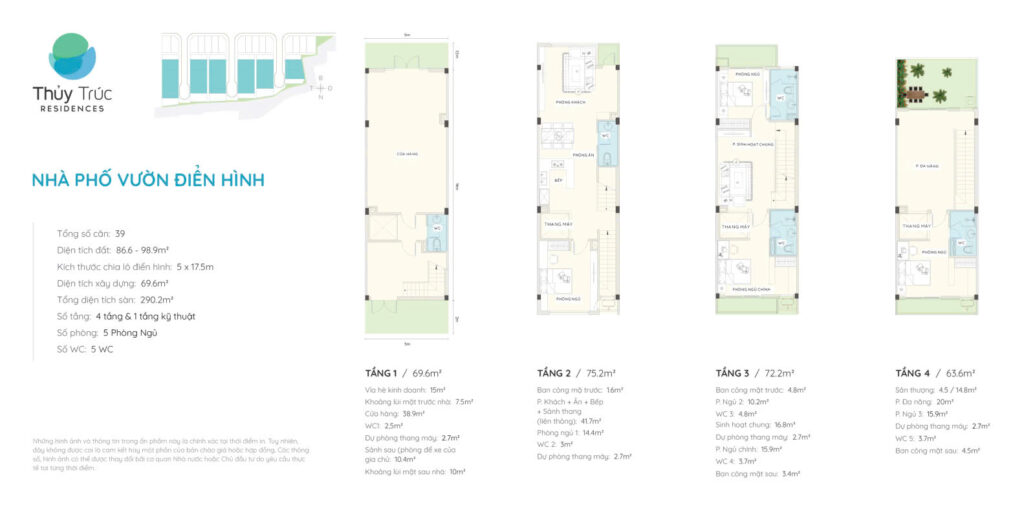 Mặt bằng nhà phố thủy trúc vườn điển hình Mặt bằng nhà phố thủy trúc vườn điển hình