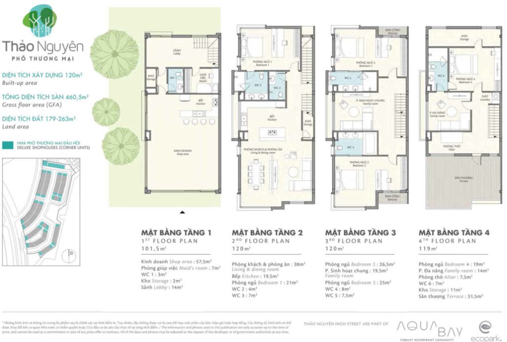 Mặt bằng nhà phố đầu hồi Thảo Nguyên Ecopark Mặt bằng nhà phố đầu hồi Thảo Nguyên Ecopark