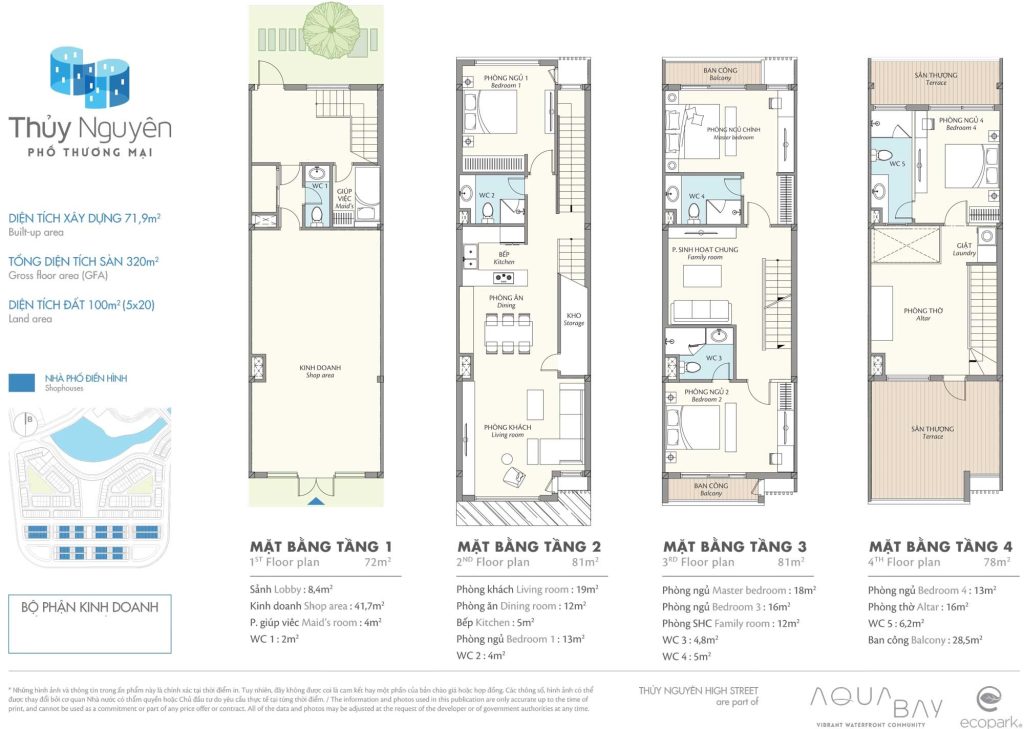 Mặt bằng nhà phố thủy nguyên điển hình