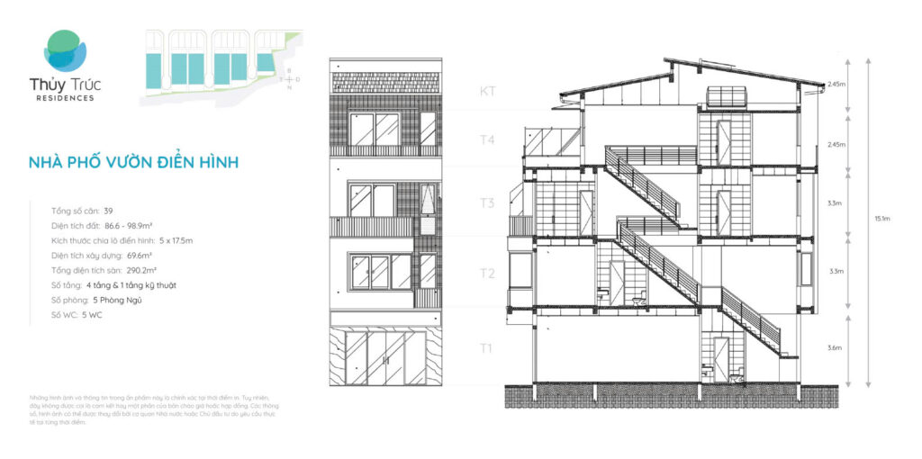 Mặt cắt nhà phố thủy trúc vườn điển hình Mặt cắt nhà phố thủy trúc vườn điển hình