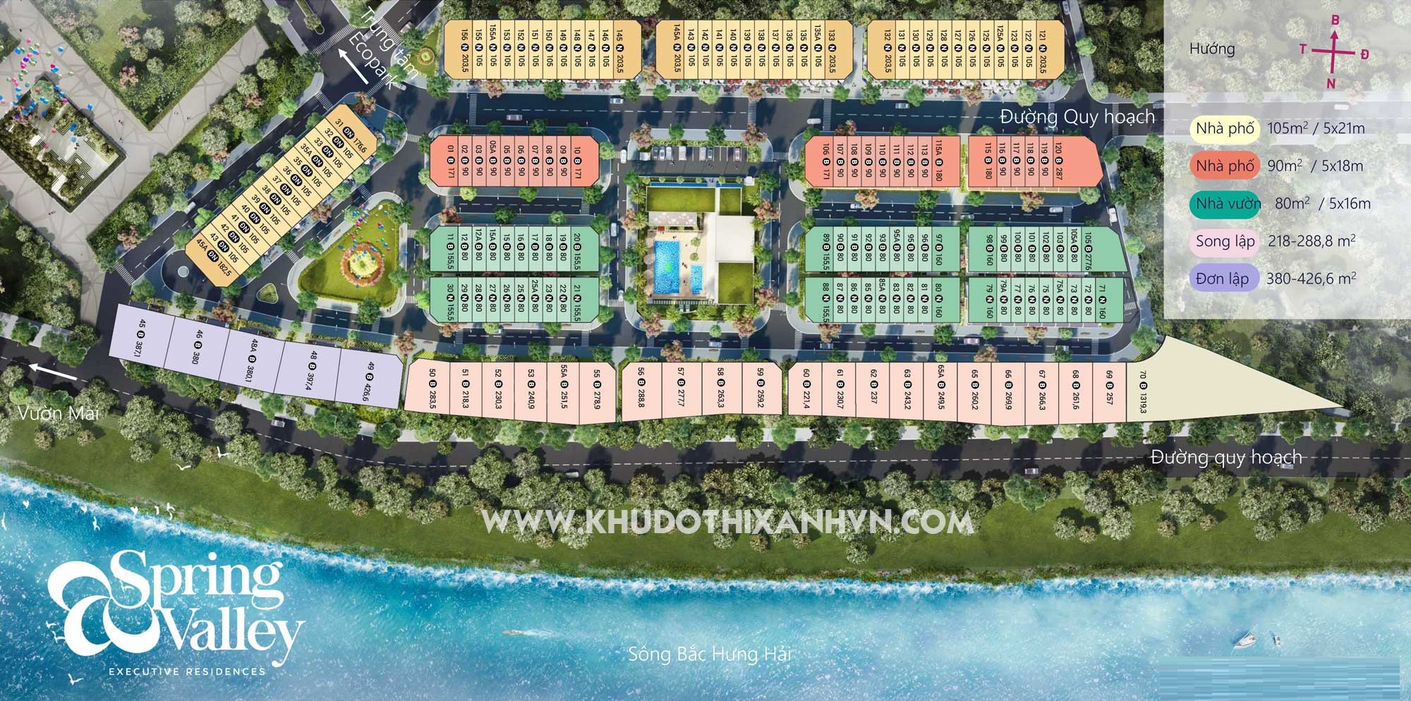 Mặt bằng phân lô chi tiết Spring Valley Mặt bằng phân lô chi tiết Spring Valley