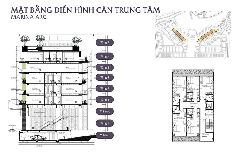 Mặt bằng shophouse Marina ARC căn điển hình Mặt bằng shophouse Marina ARC căn điển hình