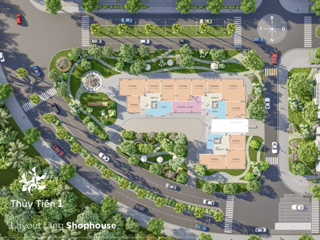 Mặt bằng shophouse khối đế Thuỷ Tiên 1