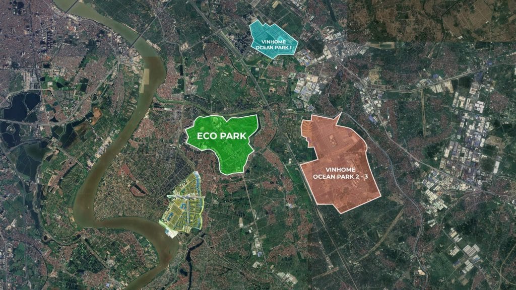 Vị trí các khu đô thị lớn Ecopark - Vinhomes Ocean Park
