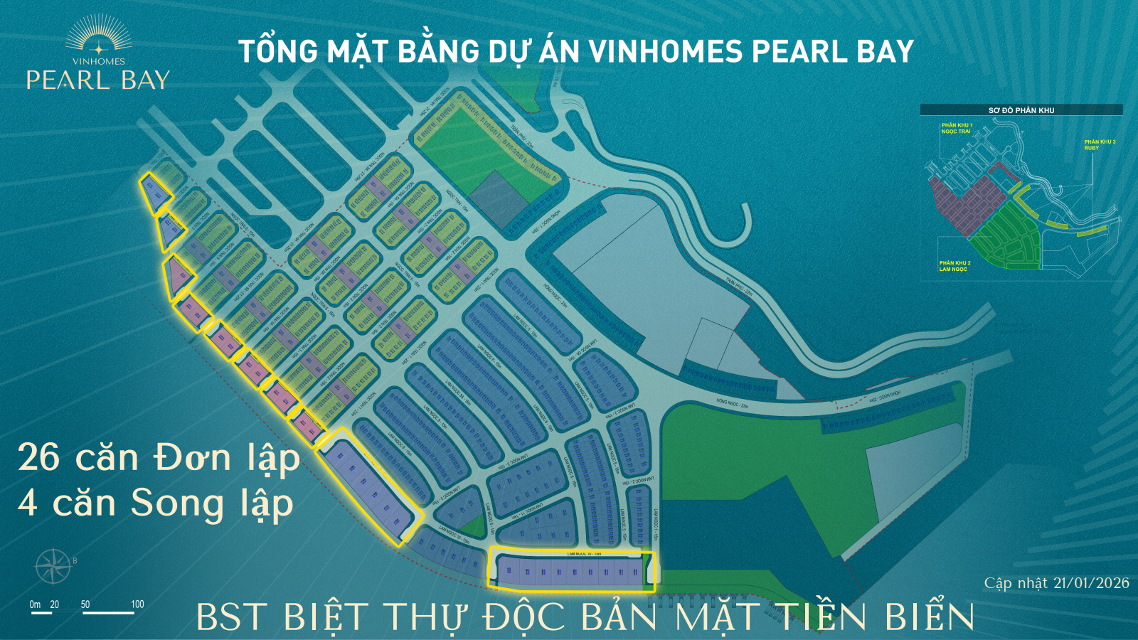 Biệt thự đơn lập và song lập Vinhomes Pearl Bay