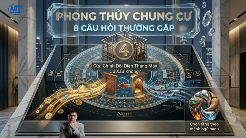Cửa chính đối diện thang máy có xấu không