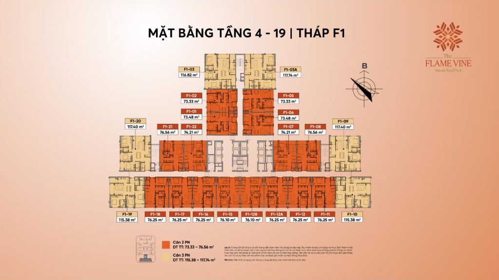 Mặt bằng điển hình tòa F1 TẦNG 4 - 19