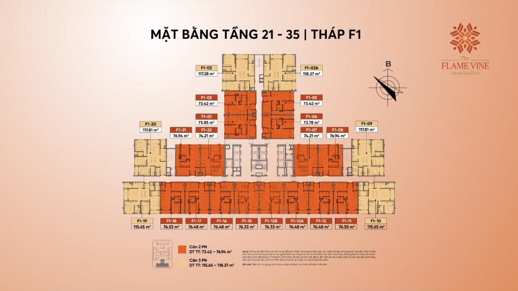 Mặt bằng điển hình tòa F1 TẦNG 21 - 35