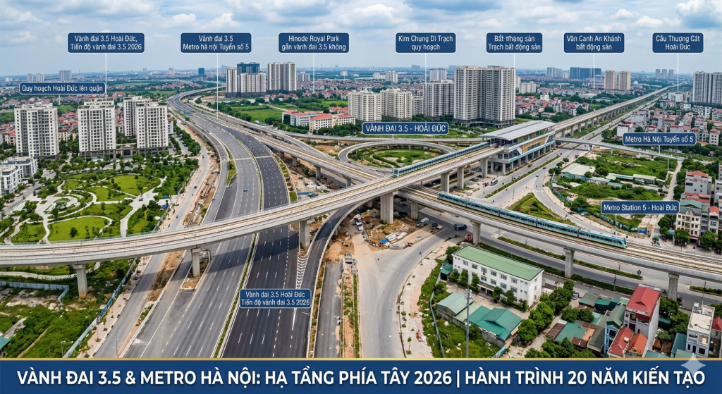Đường Vành Đai 3.5 & Metro Hà Nội mô phỏng AI