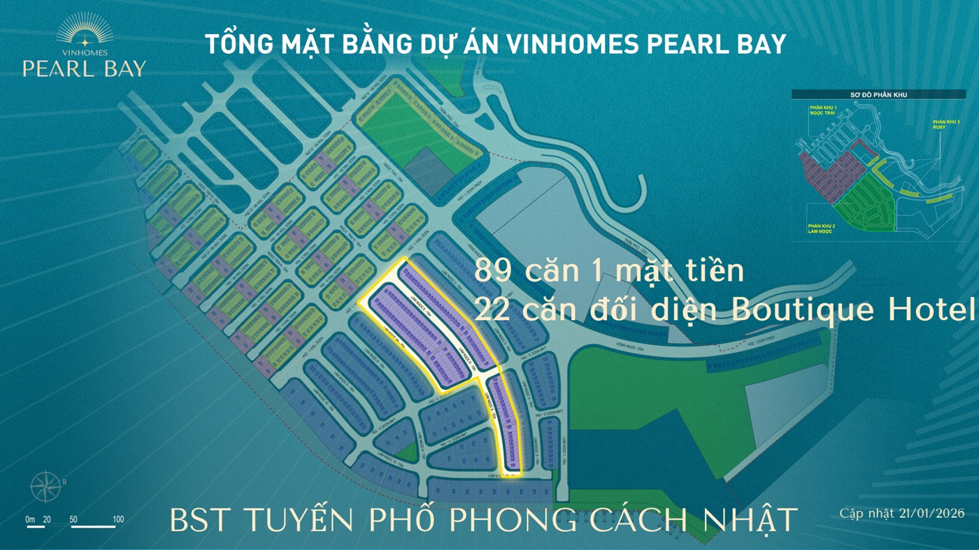 Mặt bằng phong cách nhật Vinhomes Pearl Bay