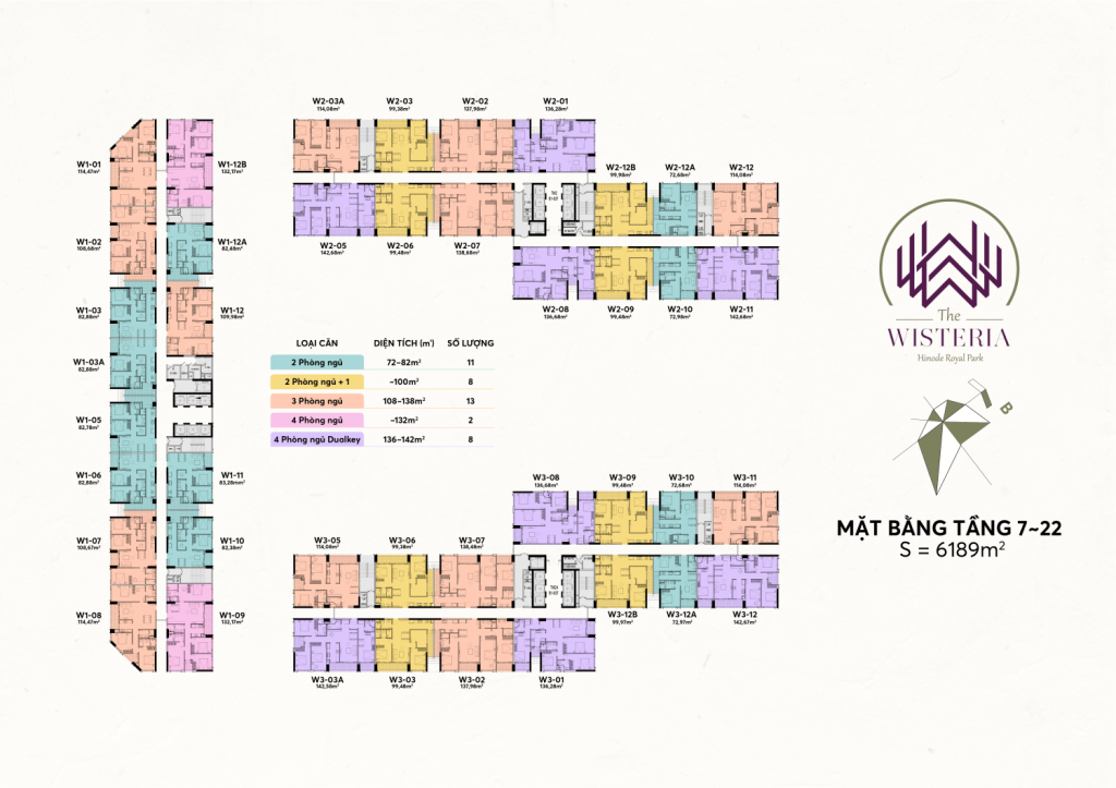 Mặt bằng tầng 7 - 25 chung cư Wisteria