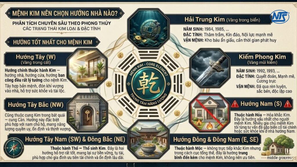 Mệnh Kim Nên Chọn Hướng Nhà Nào