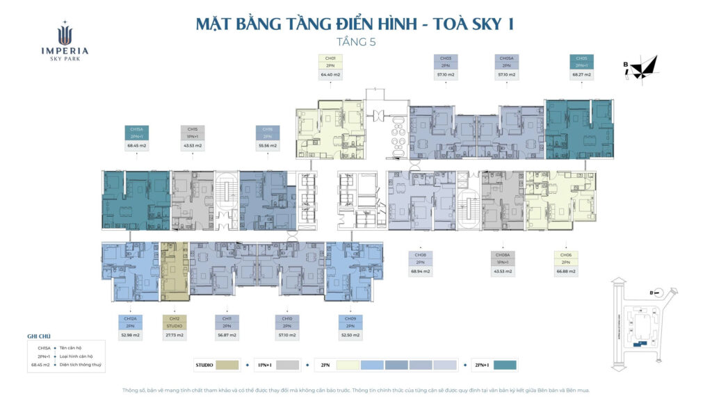 Mặt bằng điển hình Sky 1 tầng 5