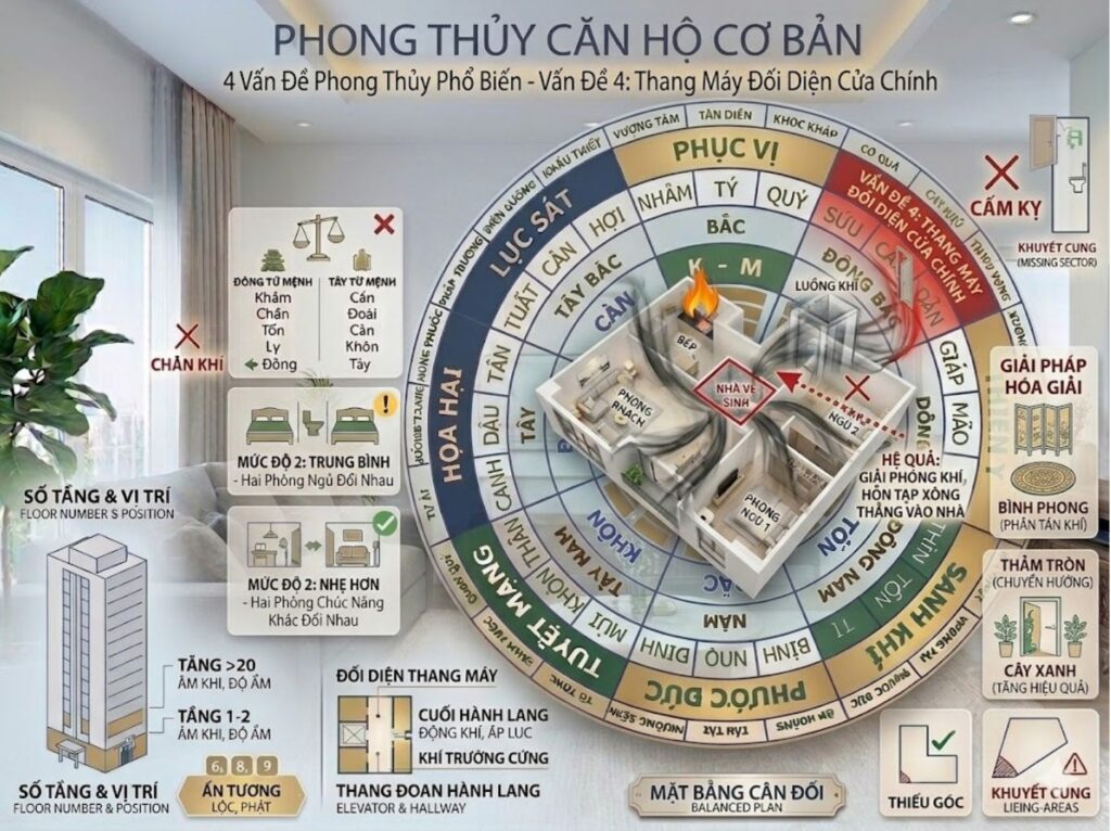 Vấn Đề 4 Thang Máy Đối Diện Cửa Chính