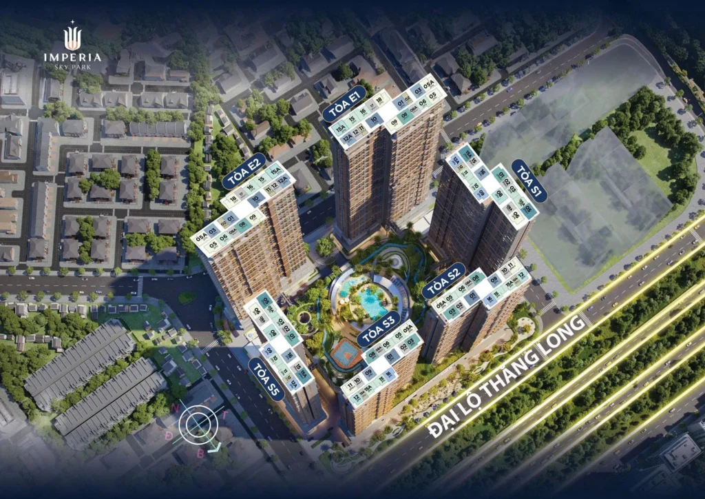 Vị trí các toà Sky 1, Sky 2 trong Imperia Sky Park
