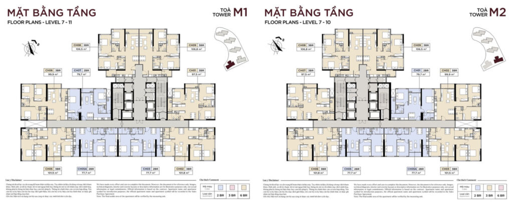 Mặt bằng tầng M1 tầng 7 - 10