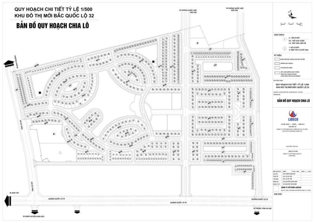 Bản đồ quy hoạch chia lô KĐT Lideco