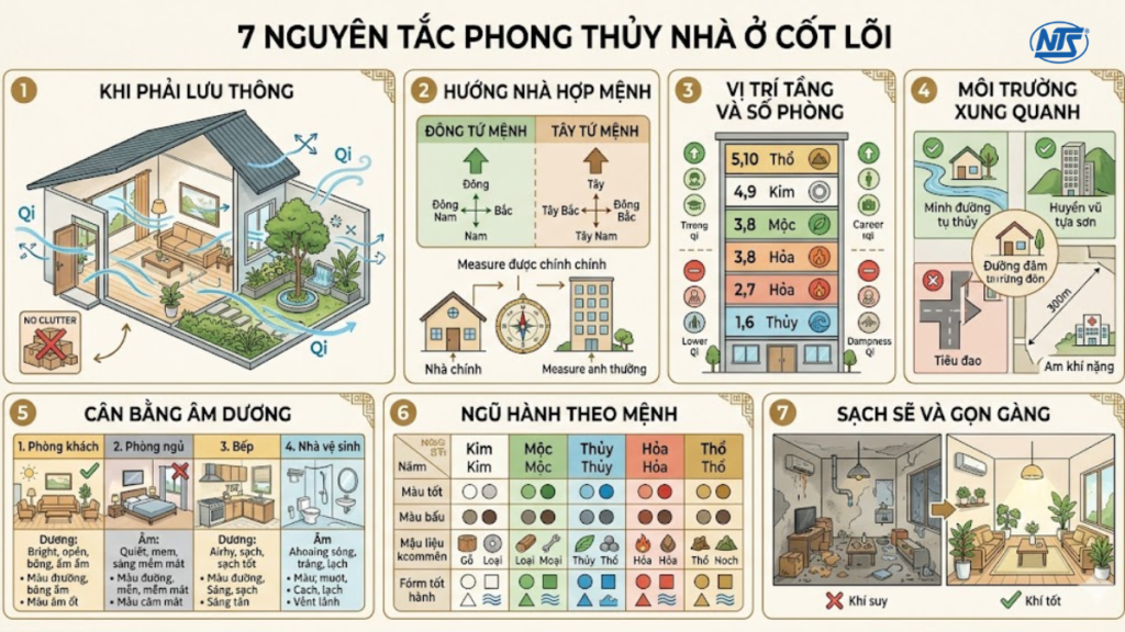7 nguyên tắc phong thủy nhà ở cốt lõi
