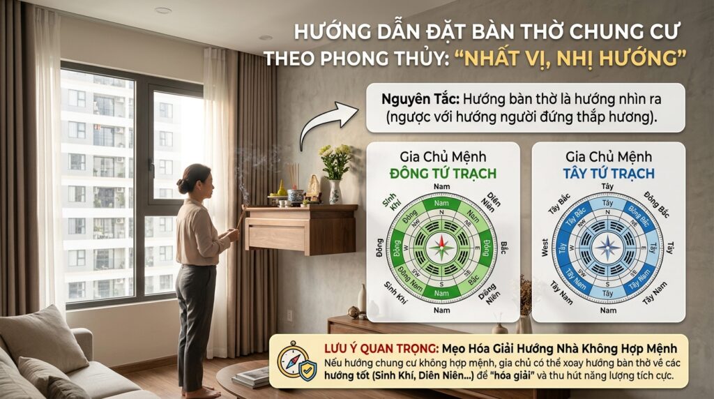 Chọn hướng bàn thờ Nhất vị nhị hướng Chọn hướng bàn thờ Nhất vị nhị hướng