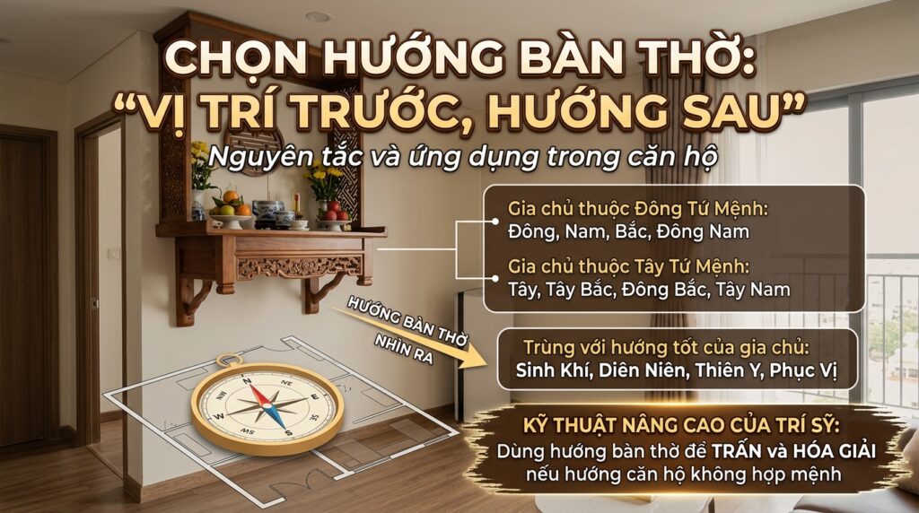 Chọn hướng bàn thờ Nhất vị nhị hướng Chọn hướng bàn thờ Nhất vị nhị hướng