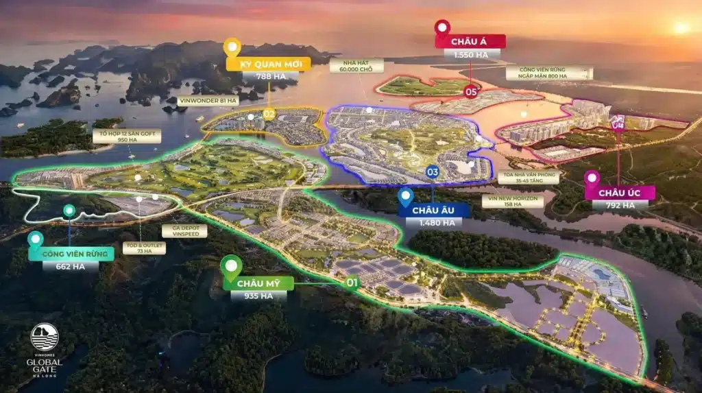 Quy hoạch 5 phân khu Vinhomes Global Gate Hạ Long Quy hoạch 5 phân khu Vinhomes Global Gate Hạ Long